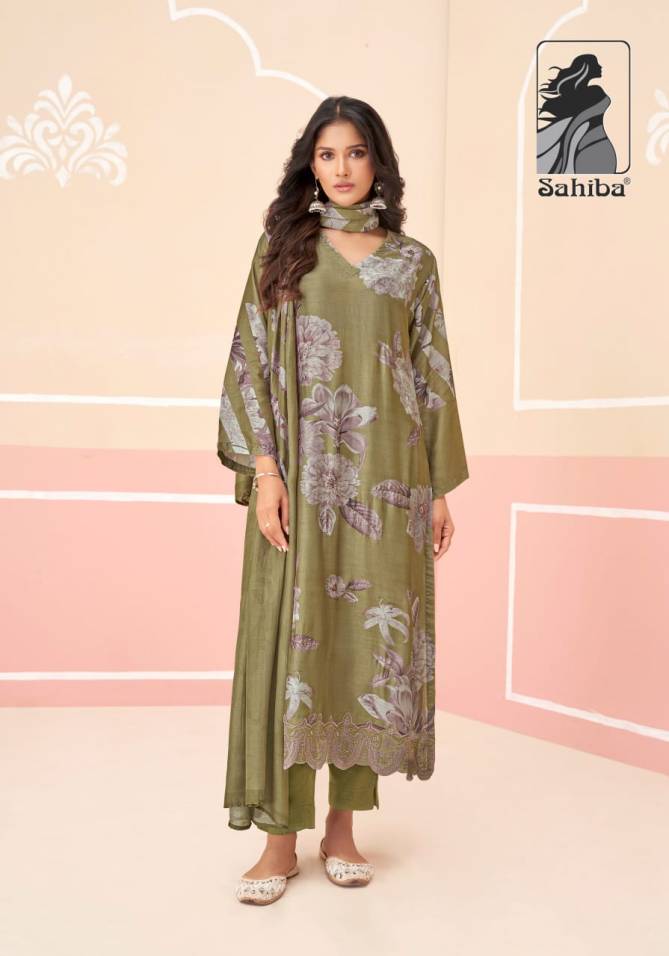 Ishani By Sahiba Muslin Silk Digital Printed Dress Material Wholesalers In Delhi